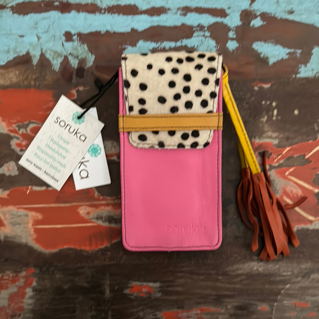 Erin Phone Bag - Pink & Animal Print  - Soruka