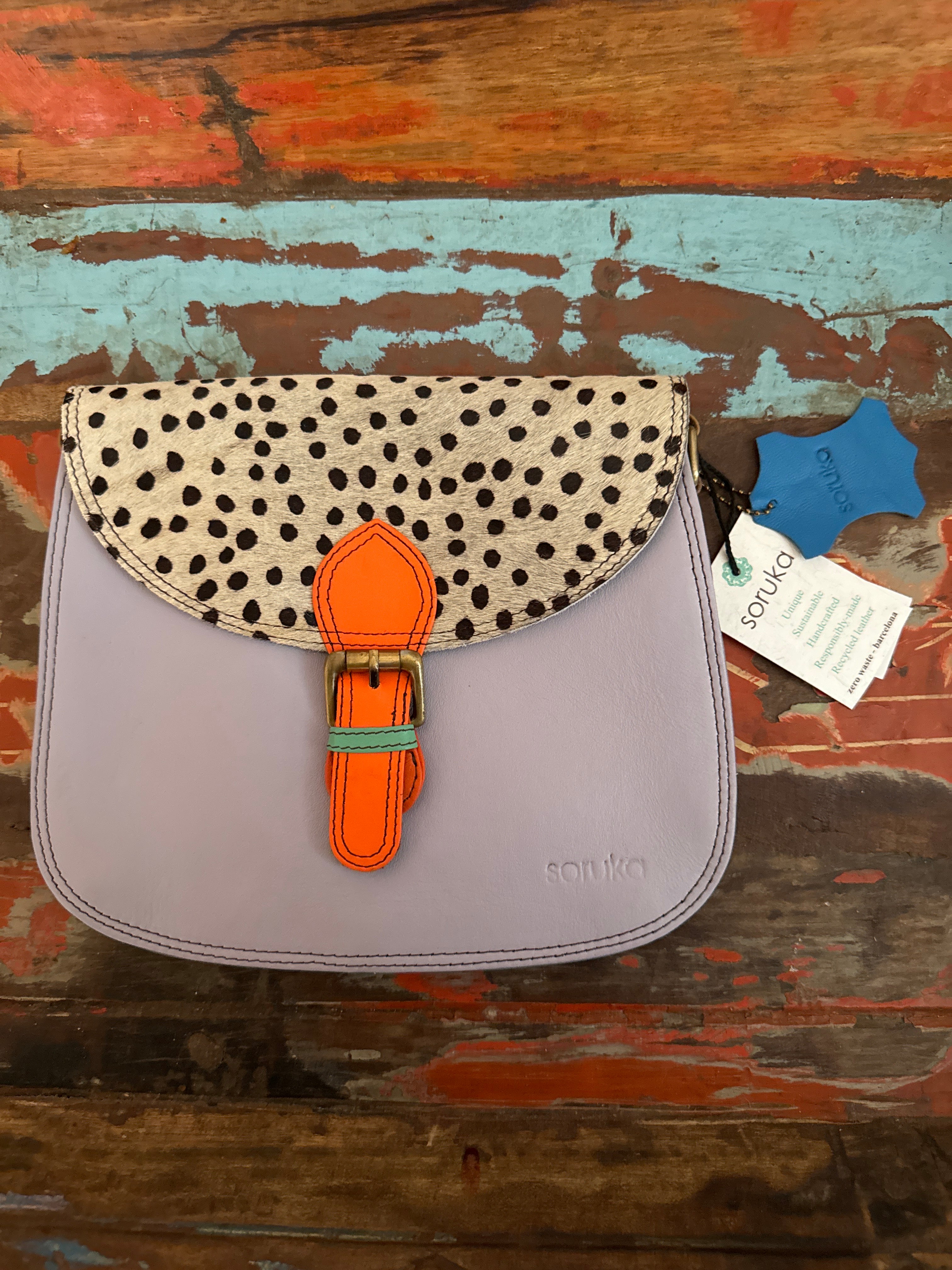 Quinn Bag Lilac, Orange Animal Print Soruka Official UK