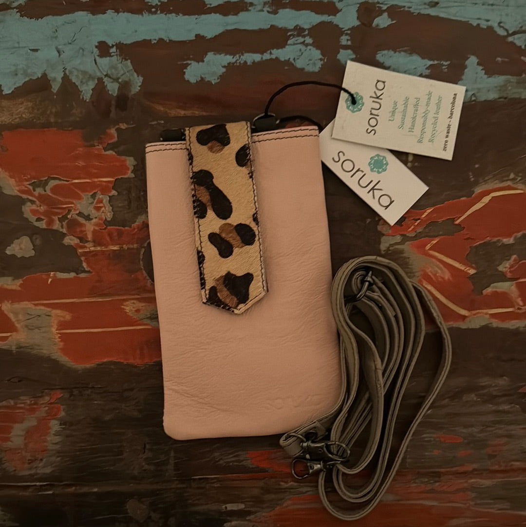Zoe Phone Bag - Peach & Animal Print - Soruka