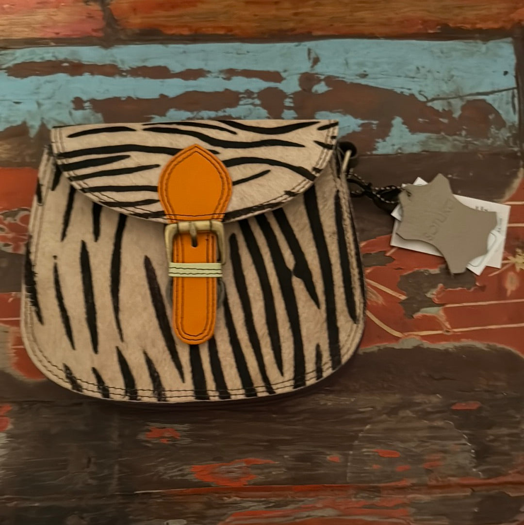 Ally Full Animal Print Handbag - Orange Buckle