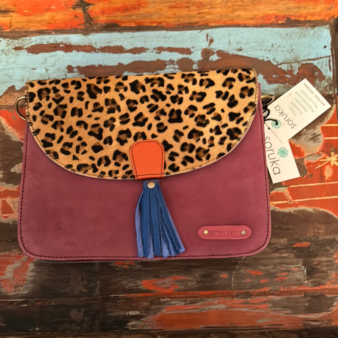 Olivia Handbag - Purple & Animal Print - Soruka