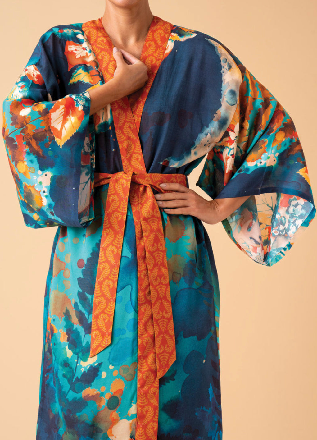 Hare and Moon Kimono Gown in Midnight - Powder Designs