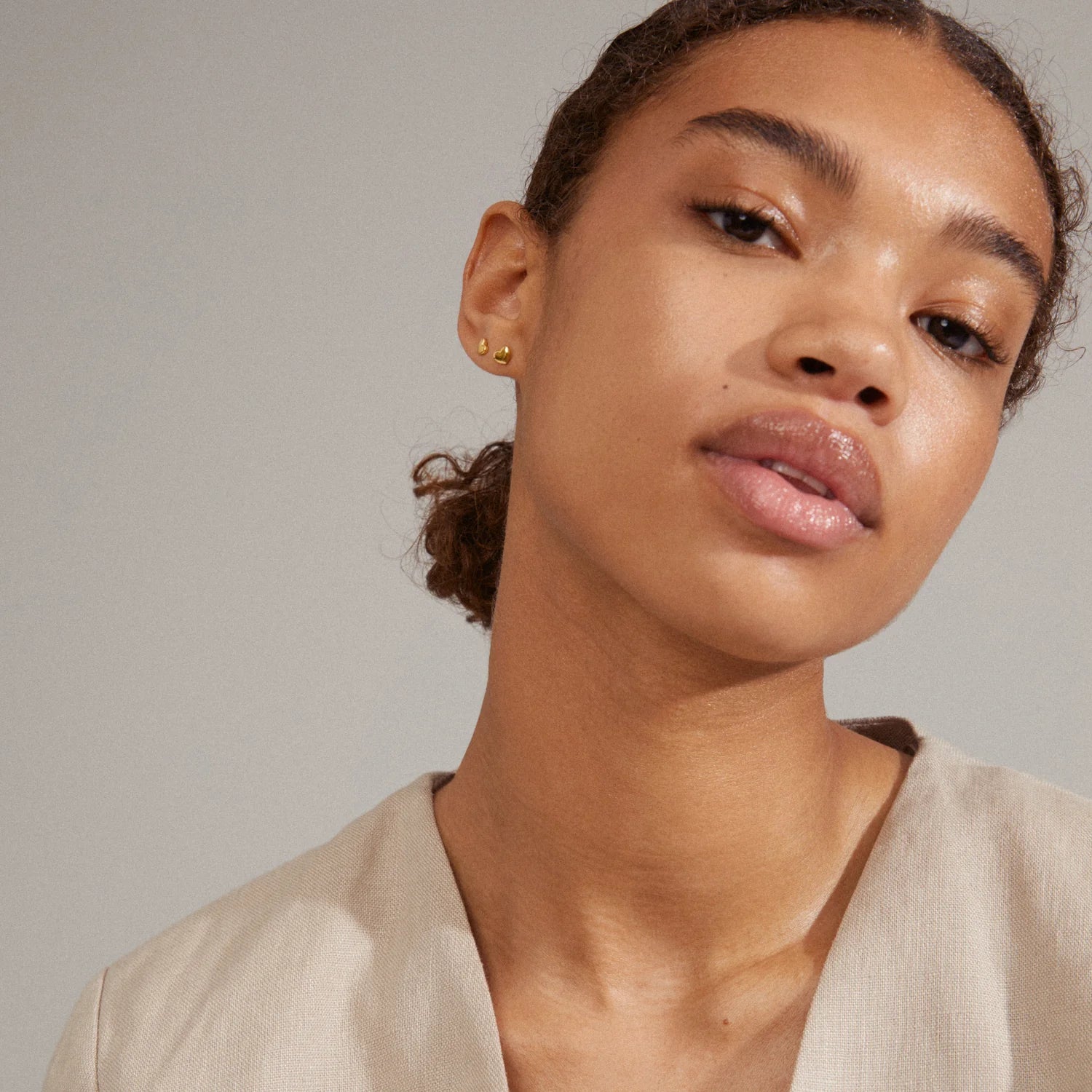 Afroditte Heart Earrings Gold Plate 2 in 1 Set Pilgrim Jewellery