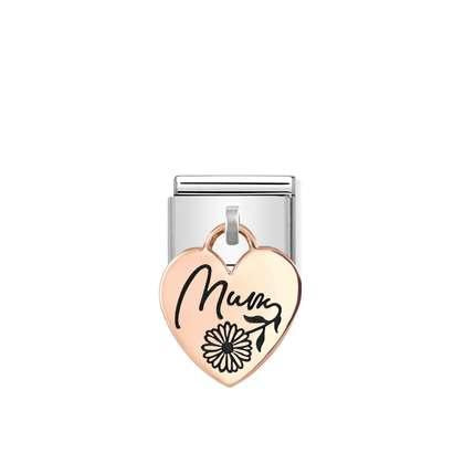 Mum - Rose Gold - Dangle Heart Link - Nomination Italy