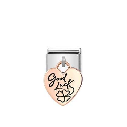 Good Luck Heart - Rose Gold Dangle Link - Nomination Italy