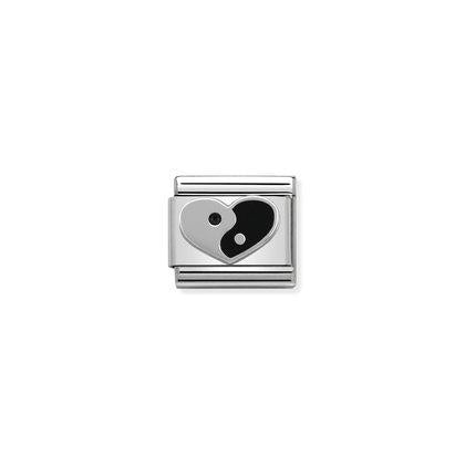 Silver Enamel - Ying Yang Heart charm By Nomination Italy
