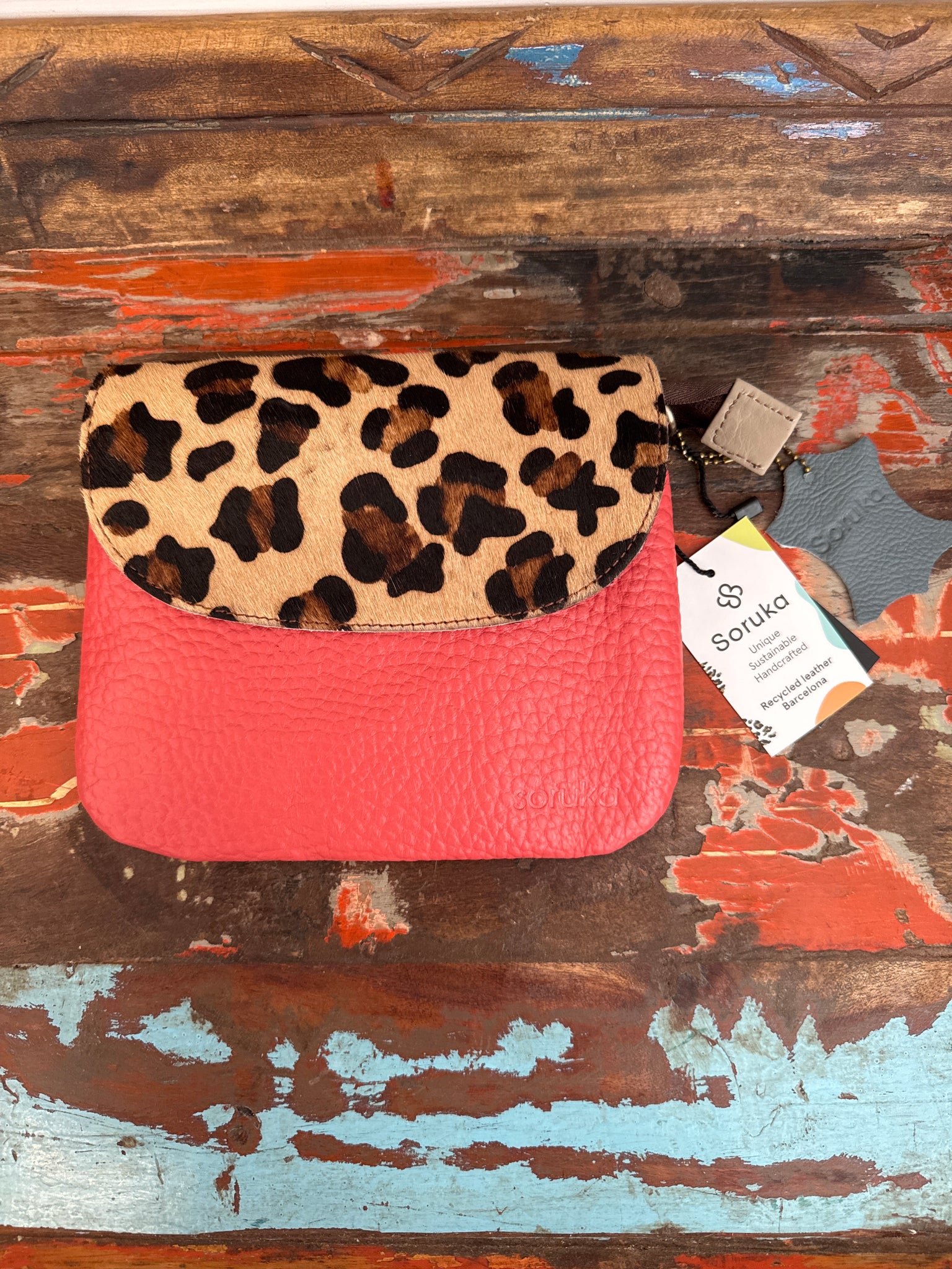 Cora Crossbody Bag - Orange & Animal Print - Soruka