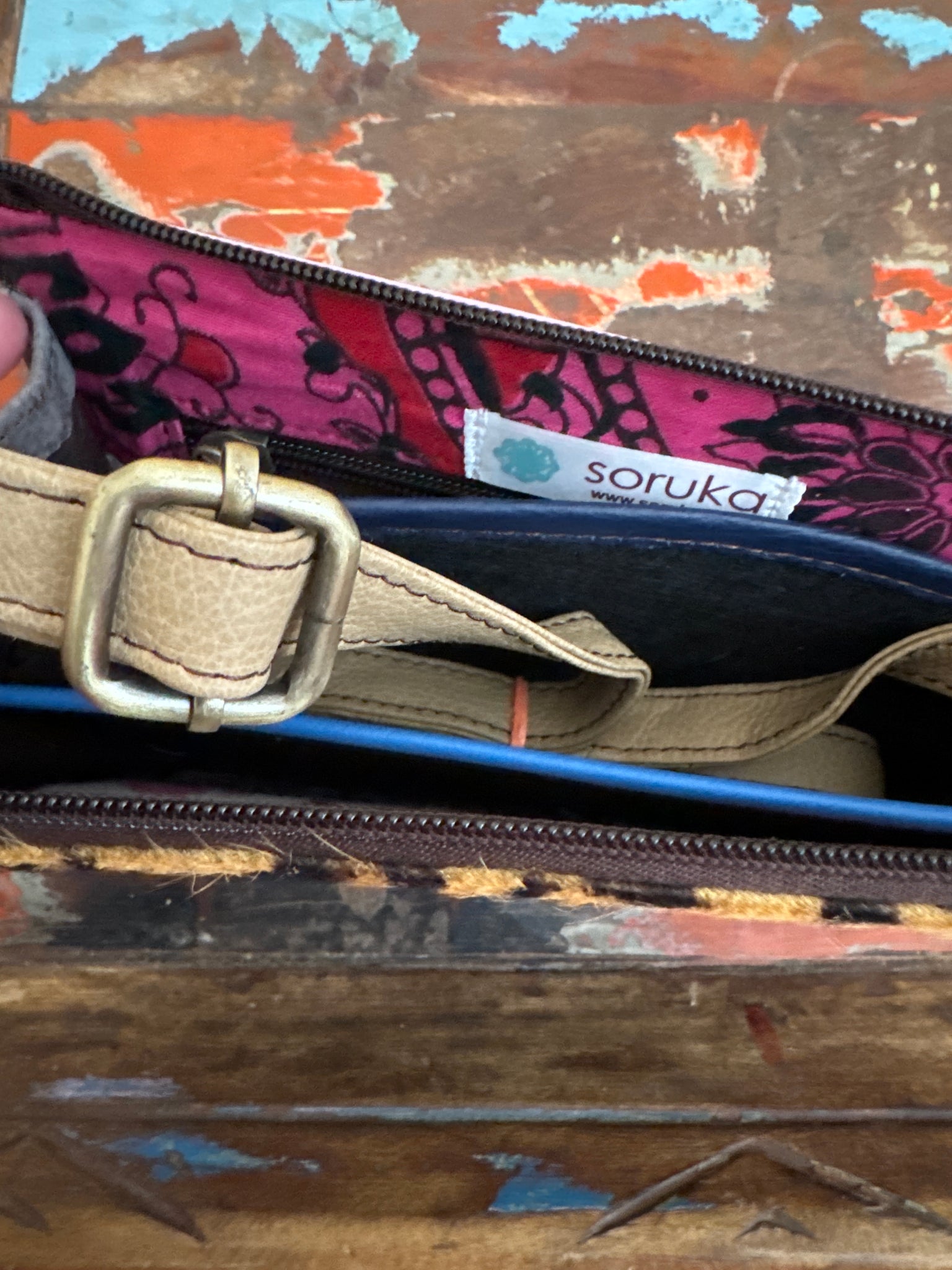 Meredith Bag -  Blue & Animal Print Soruka