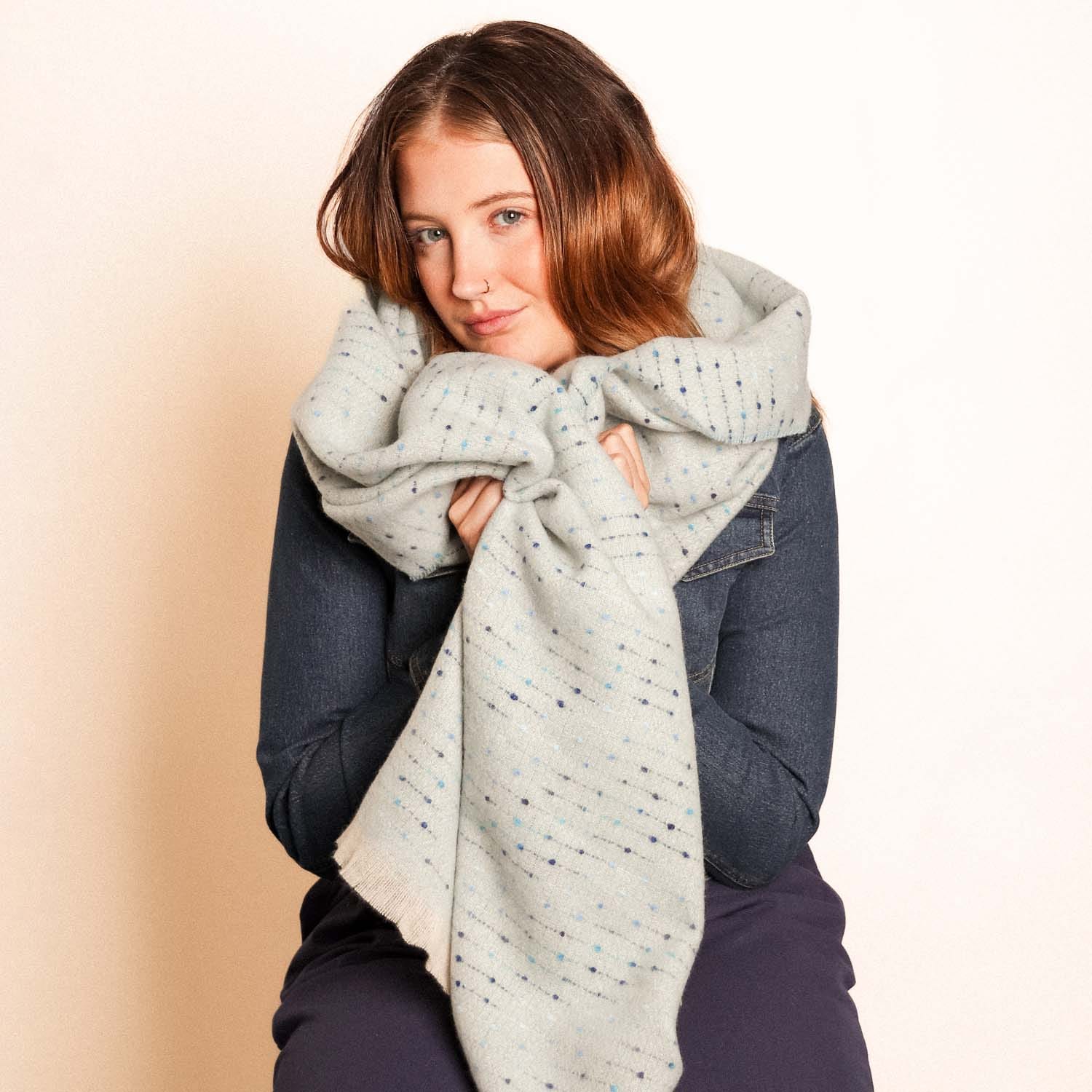 Winter Speckled Blue Scarf