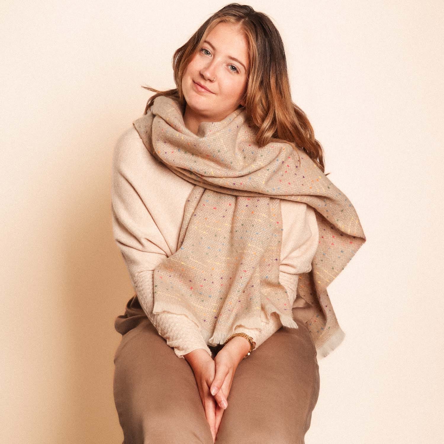 Winter Speckled Cream Scarf