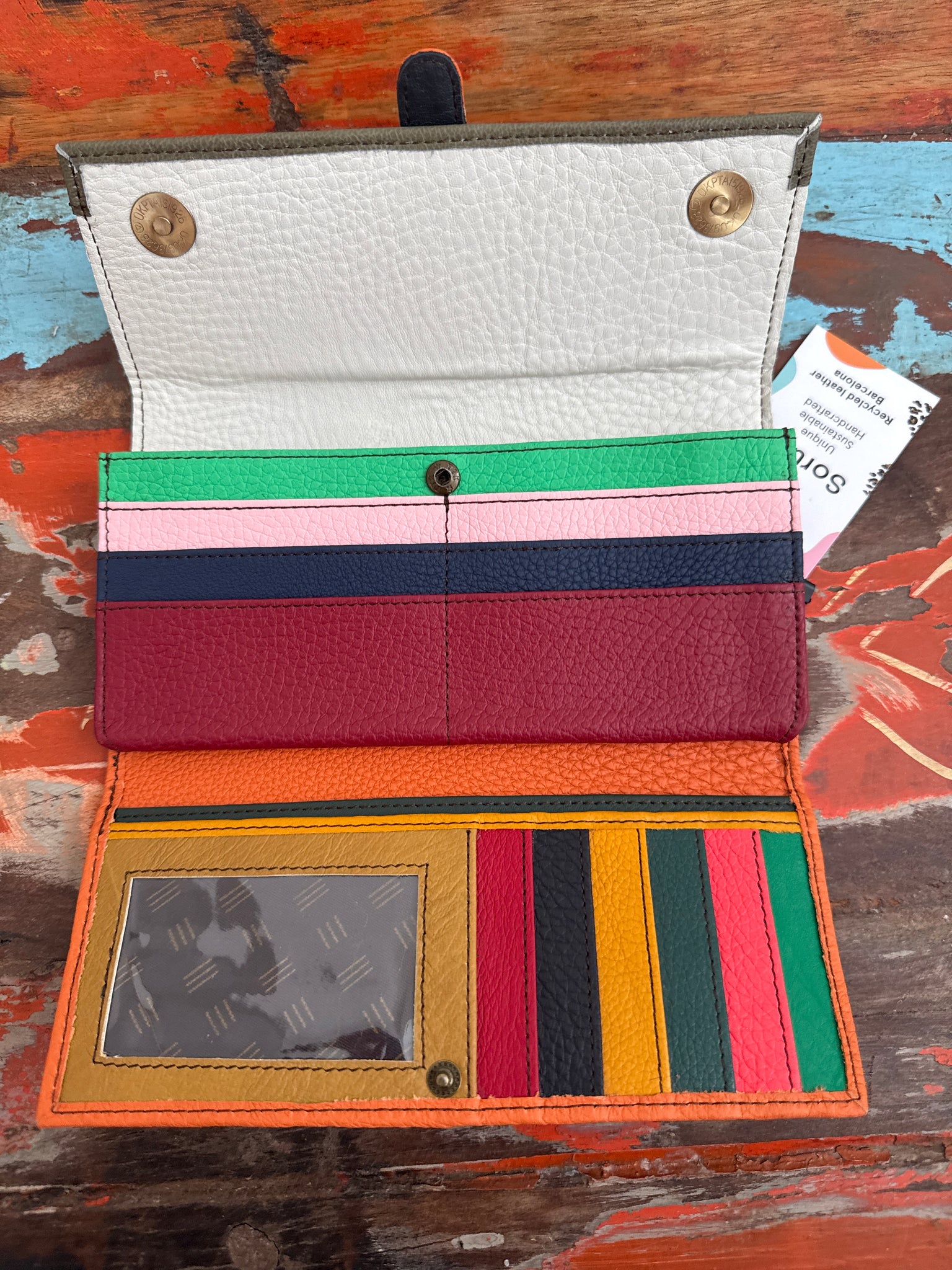 Half Moon Purse - Orange, Khaki  & Animal Print Soruka