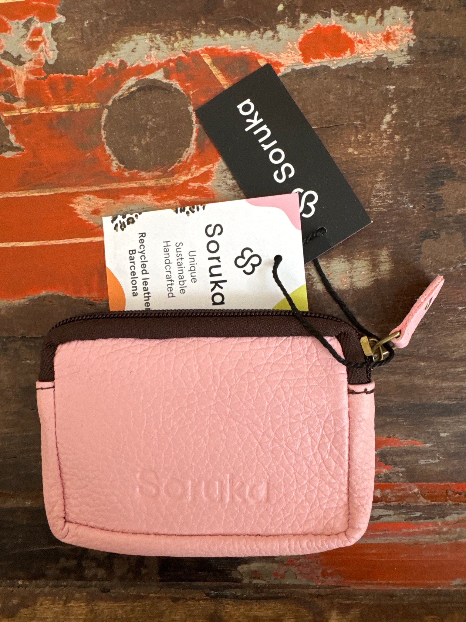Soruka Kai Small Leather Zip Purse - Pink Zebra