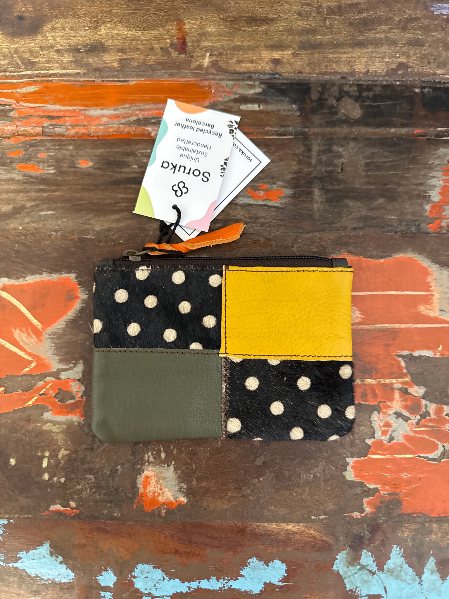 Zahra Coin Purse - Yellow, Green & Animal Print - Soruka