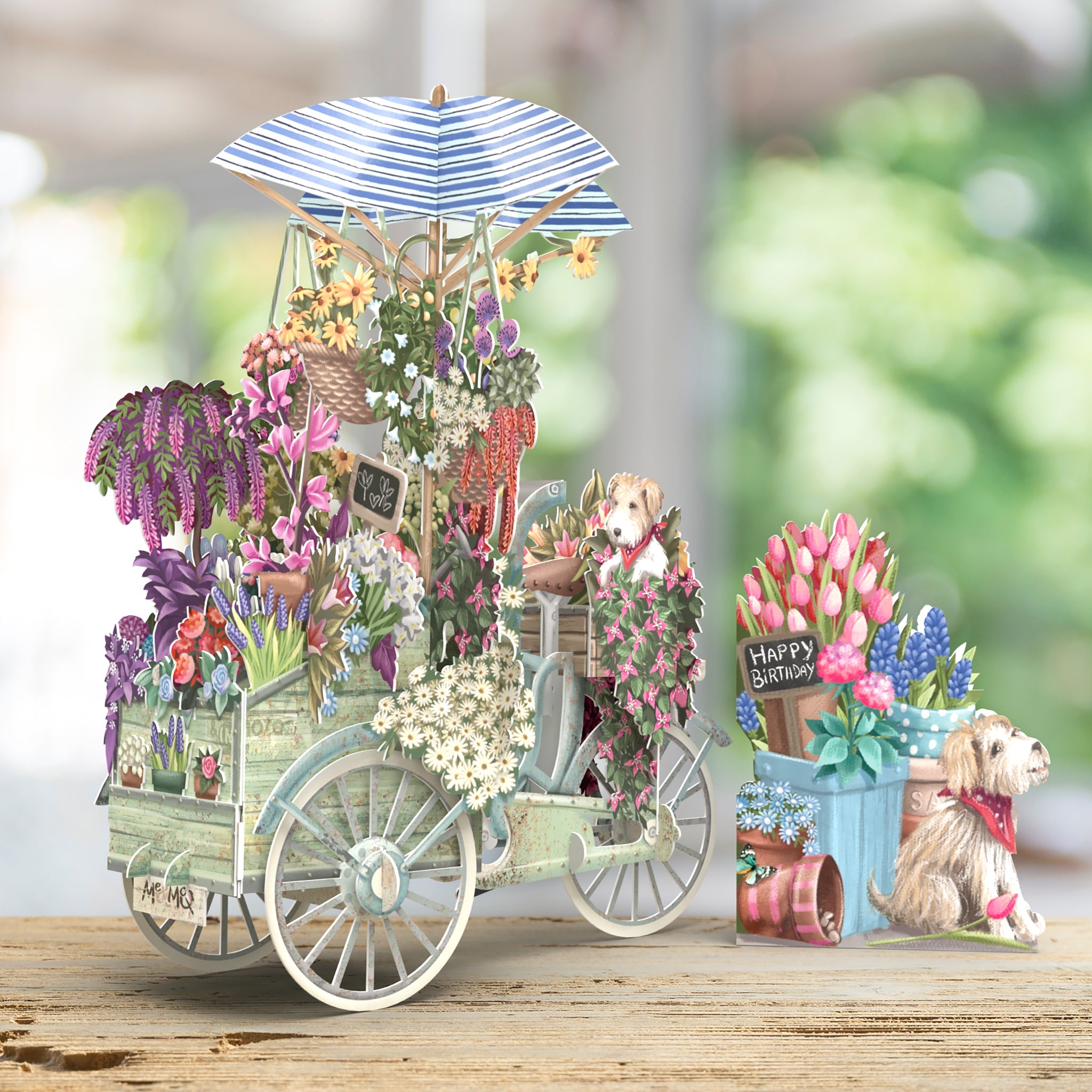 The Flower Seller Bicycle Card - 3D Pop Up Greetings Card