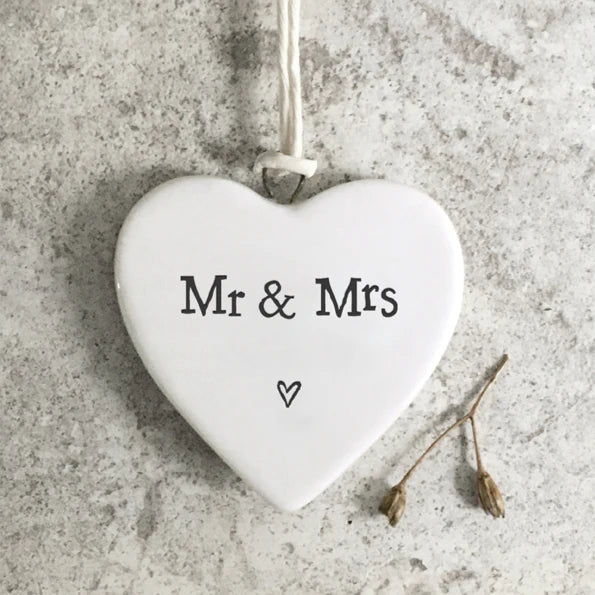 Mr & Mrs Porcelain Miniature Heart - East Of India