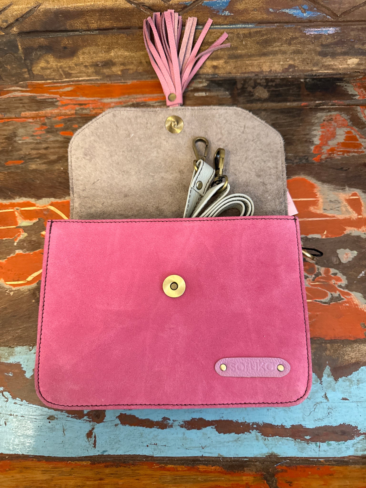 Claire Recycled Leather & Suede Bag - Soruka