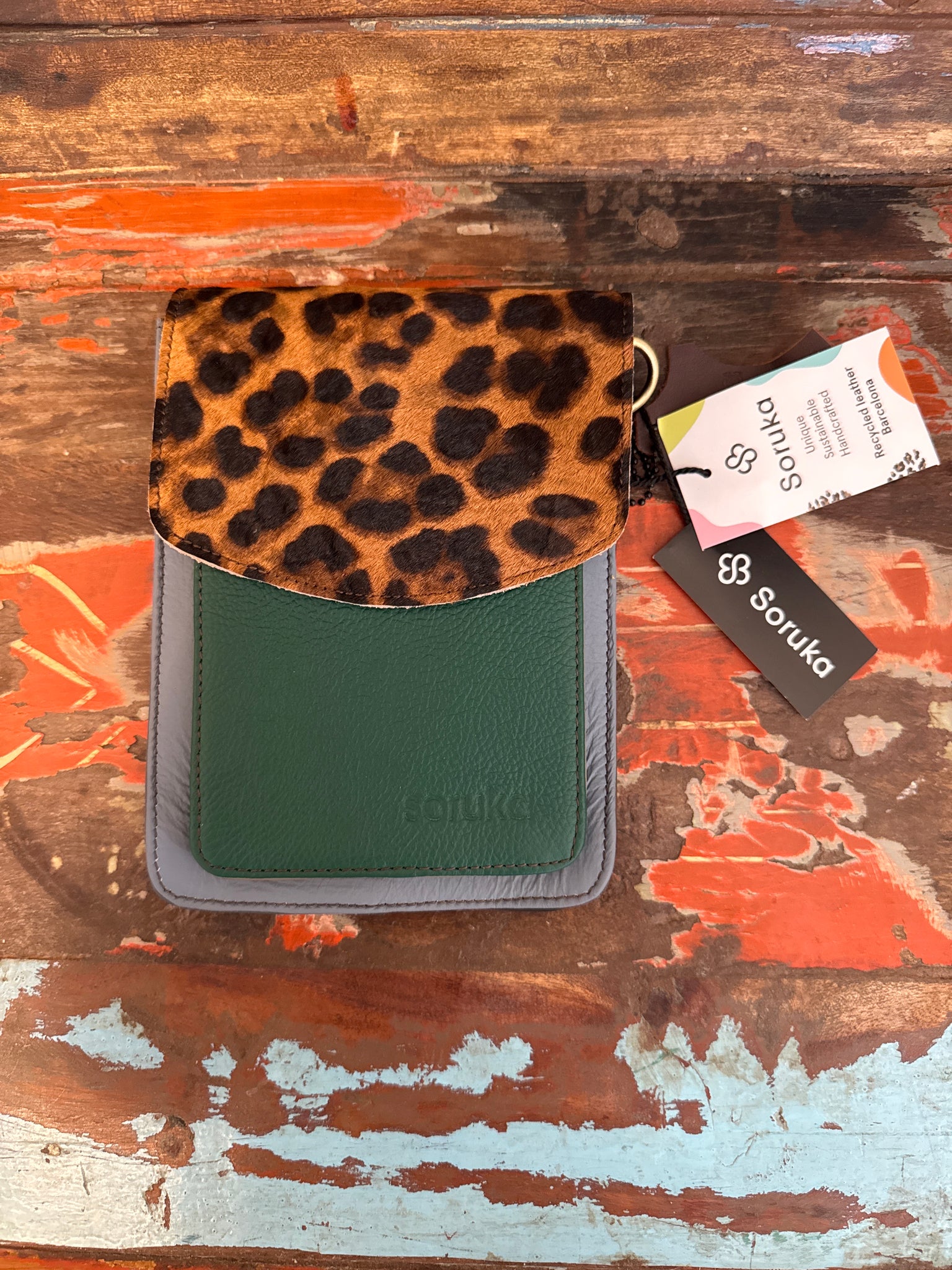 Aiko Bag - Green, Blue & Animal Print - Soruka