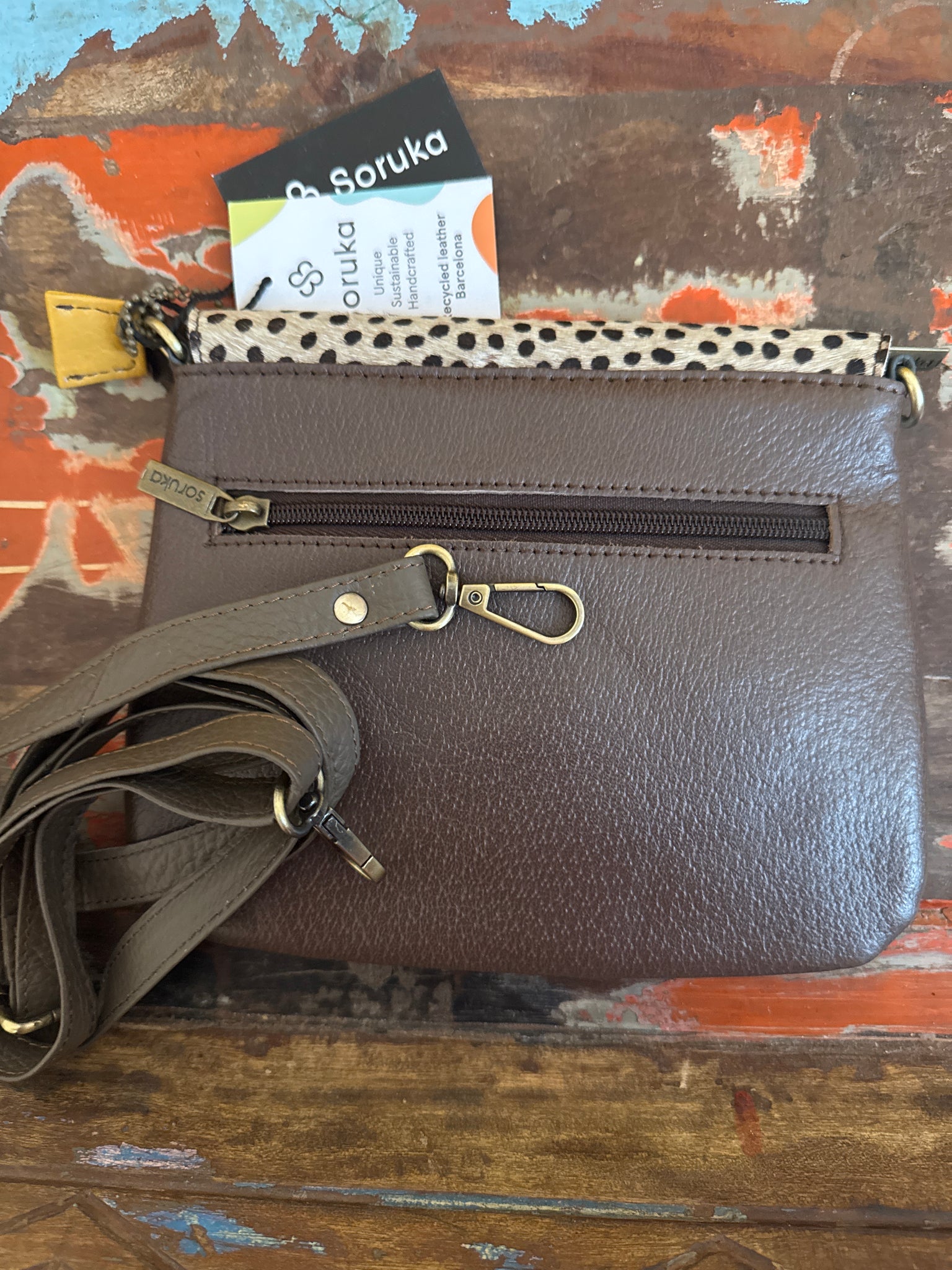 Cora Crossbody Bag - Blue & Animal Print - Soruka