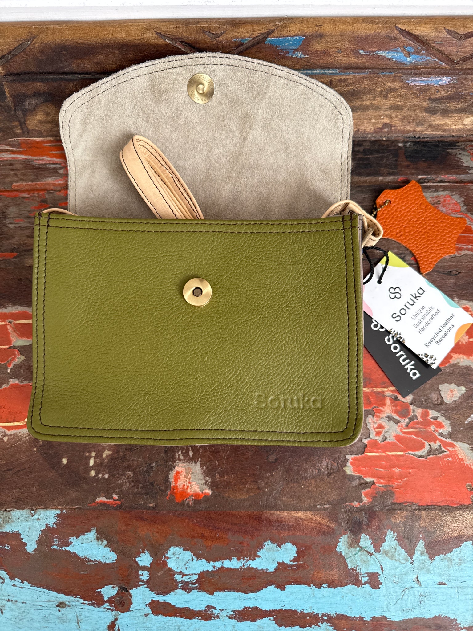 Beth Handbag - Green & Animal Print - Soruka