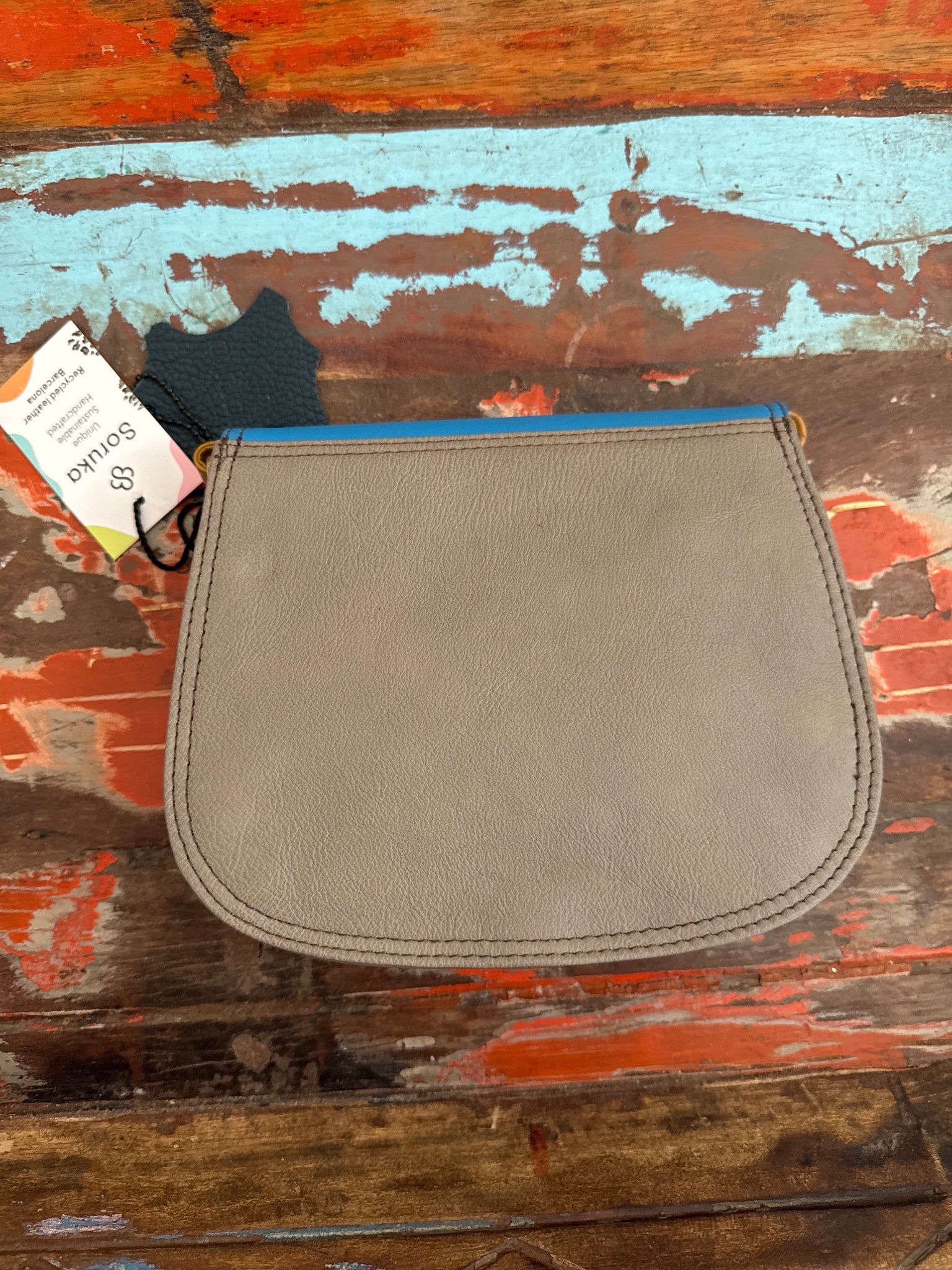 Ally Recycled Leather Bag - Blue & Yellow - Soruka