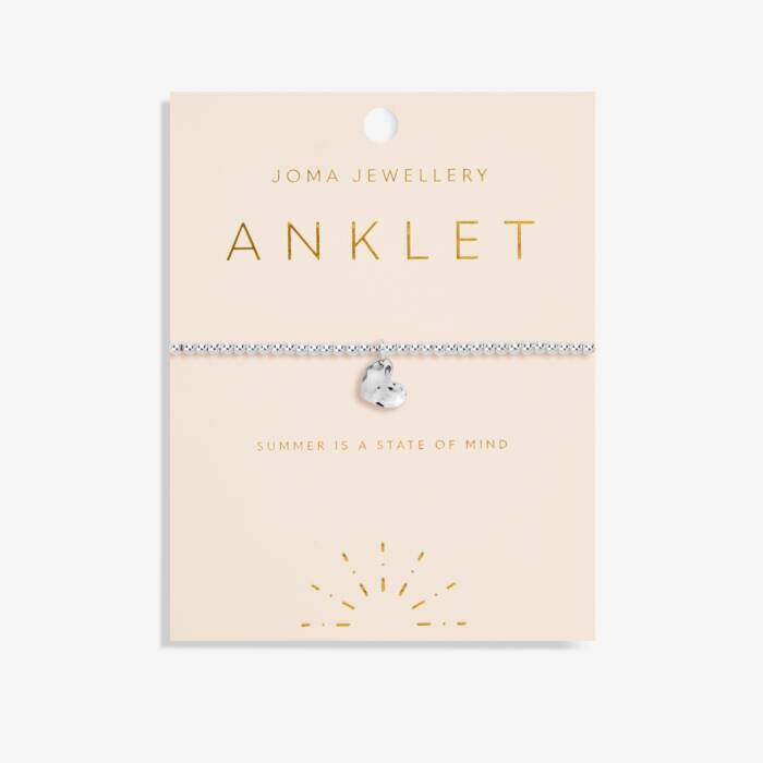 Silver Hammered Heart Anklet