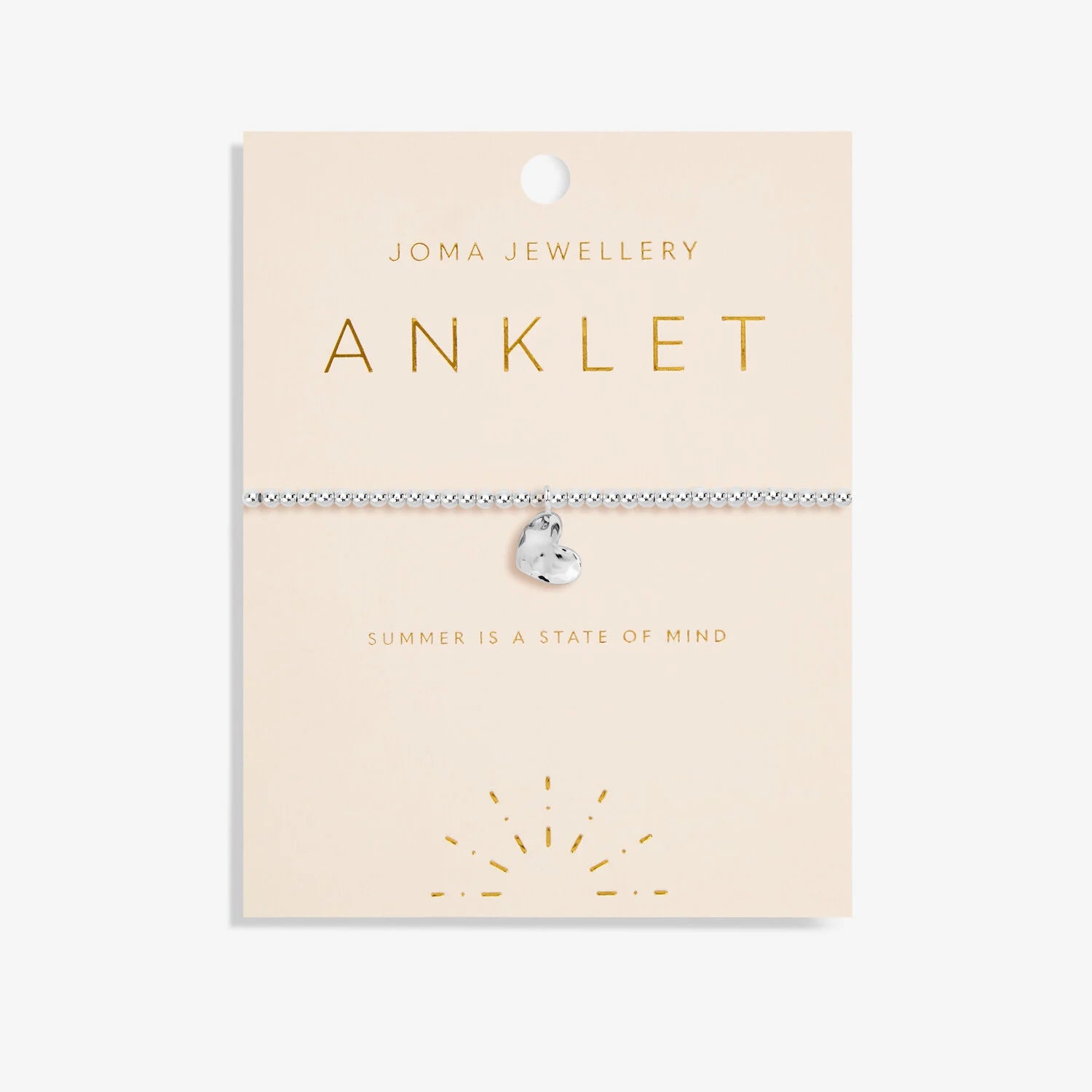 Silver Hammered Heart Anklet - Joma Jewellery