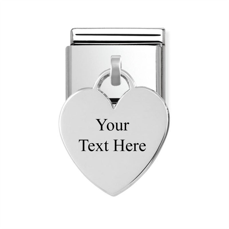 Classic Silver Engravable Heart Pendant Charm