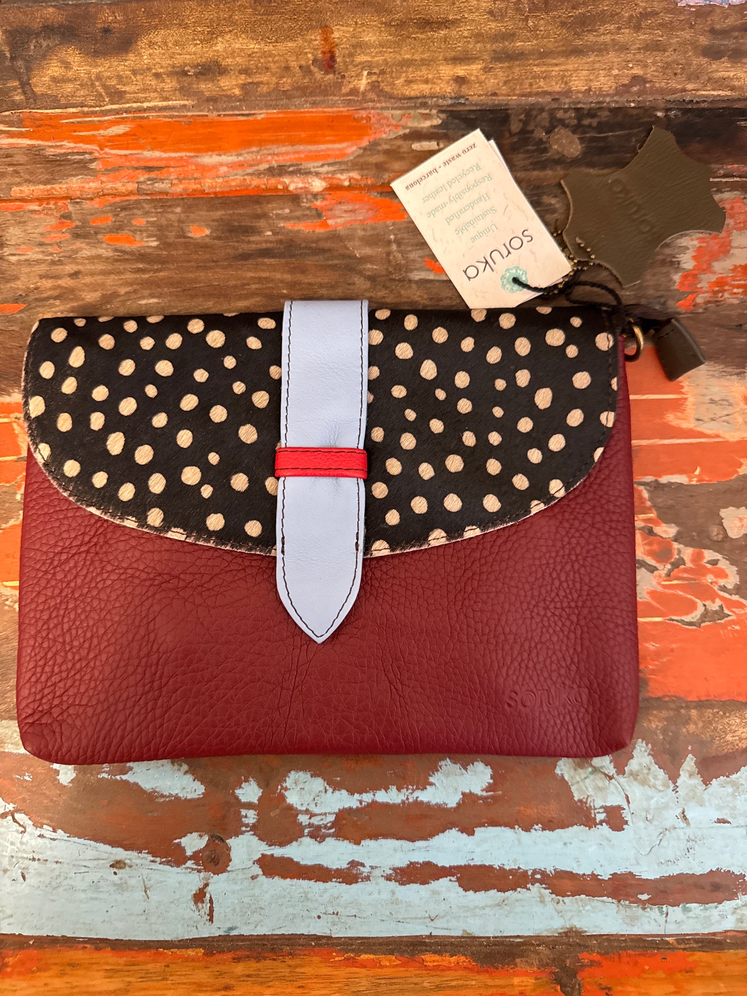 Saddle Bag - Red, Blue & Animal Print - Soruka