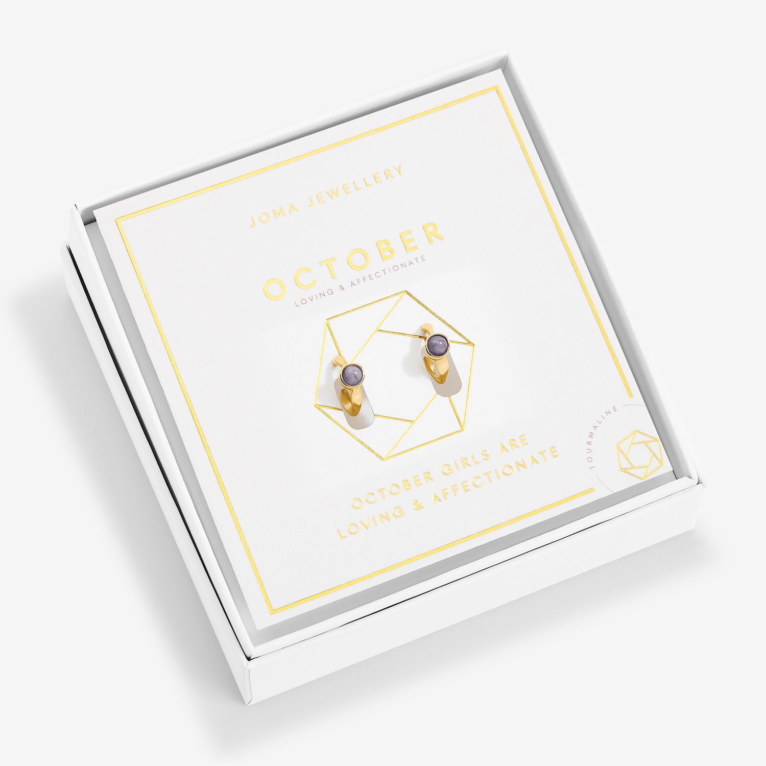 'October' Birthstone Hoop Earrings - Joma Jewellery