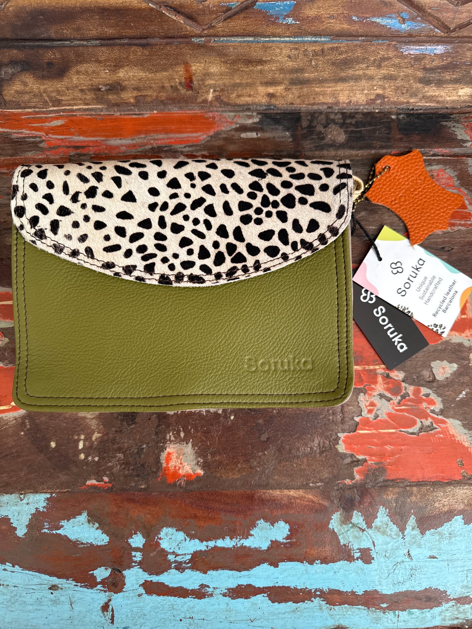 Beth Handbag - Green & Animal Print - Soruka