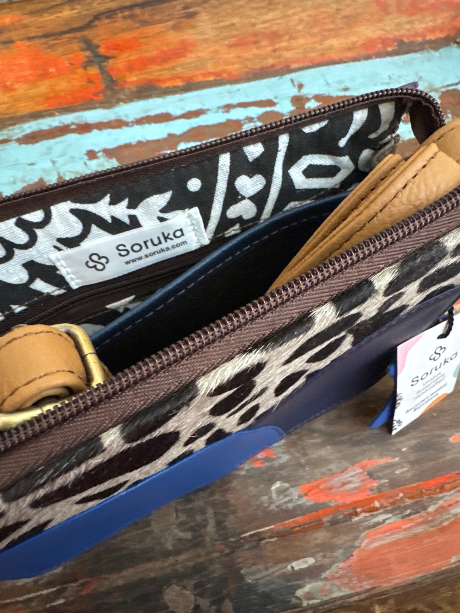 Meredith Bag - Blue & Animal Print - Soruka