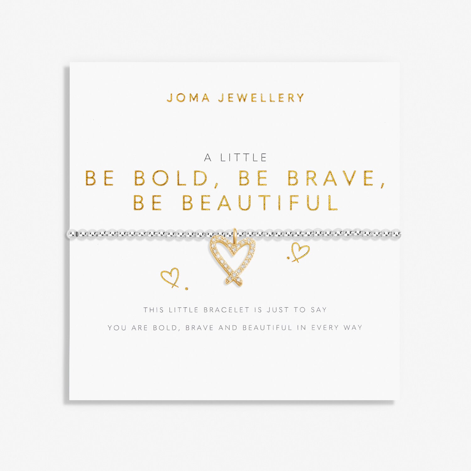 A Little 'Be Bold Be Brave Be Beautiful' Bracelet In Silver And Gold Plating