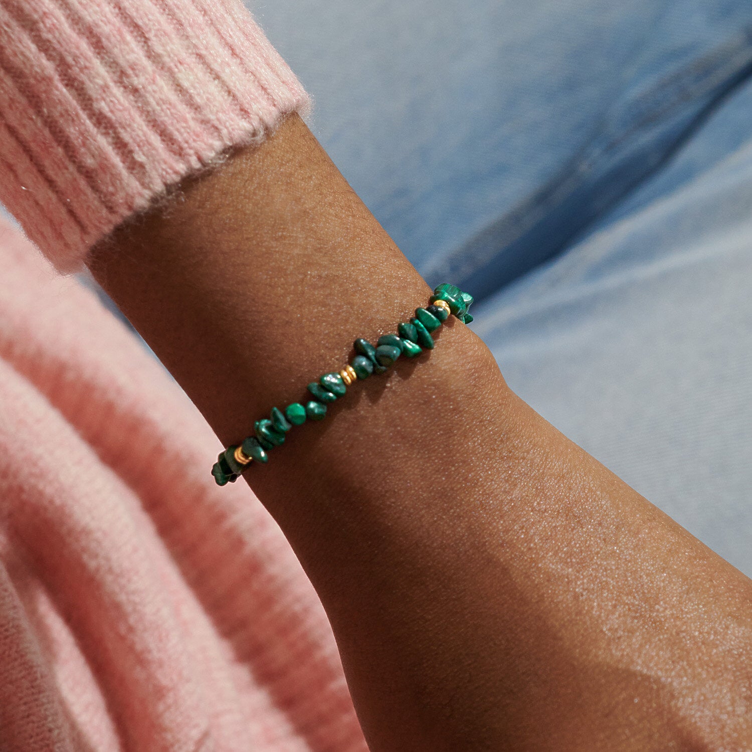 Manifestones Malachite Bracelet In Gold Plating