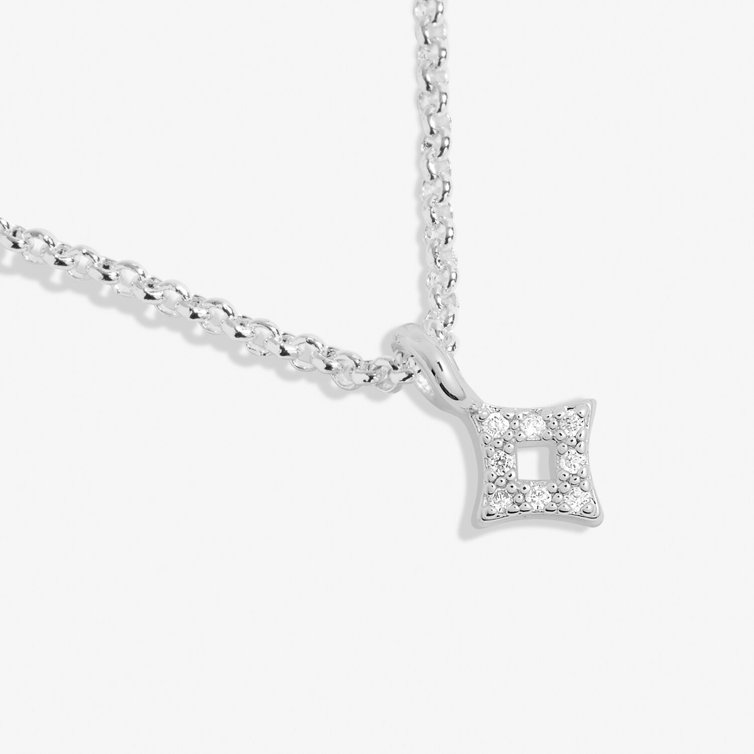 Mini Charms Pavé Diamond Necklace In Silver Plating