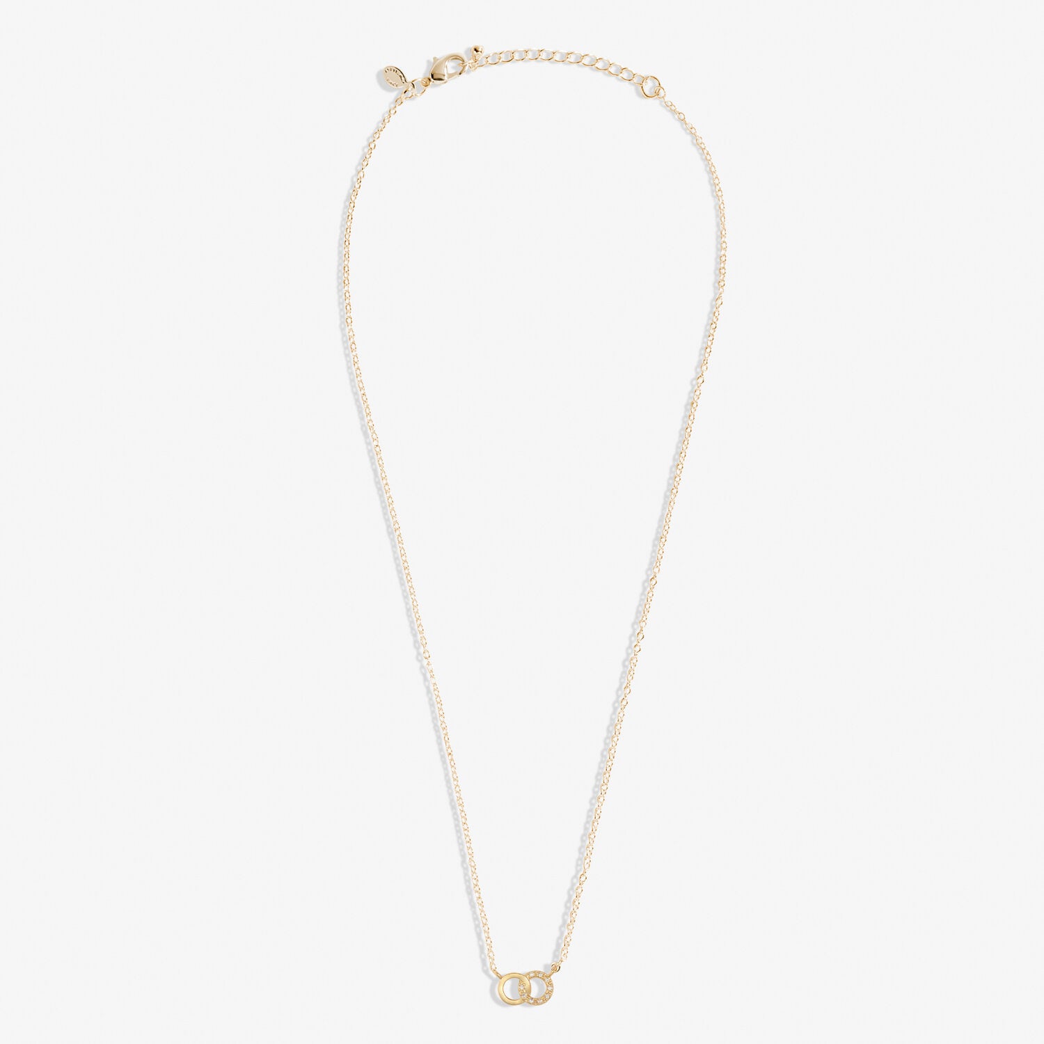 Mini Charms Pavé Linked Circles Necklace In Gold Plating