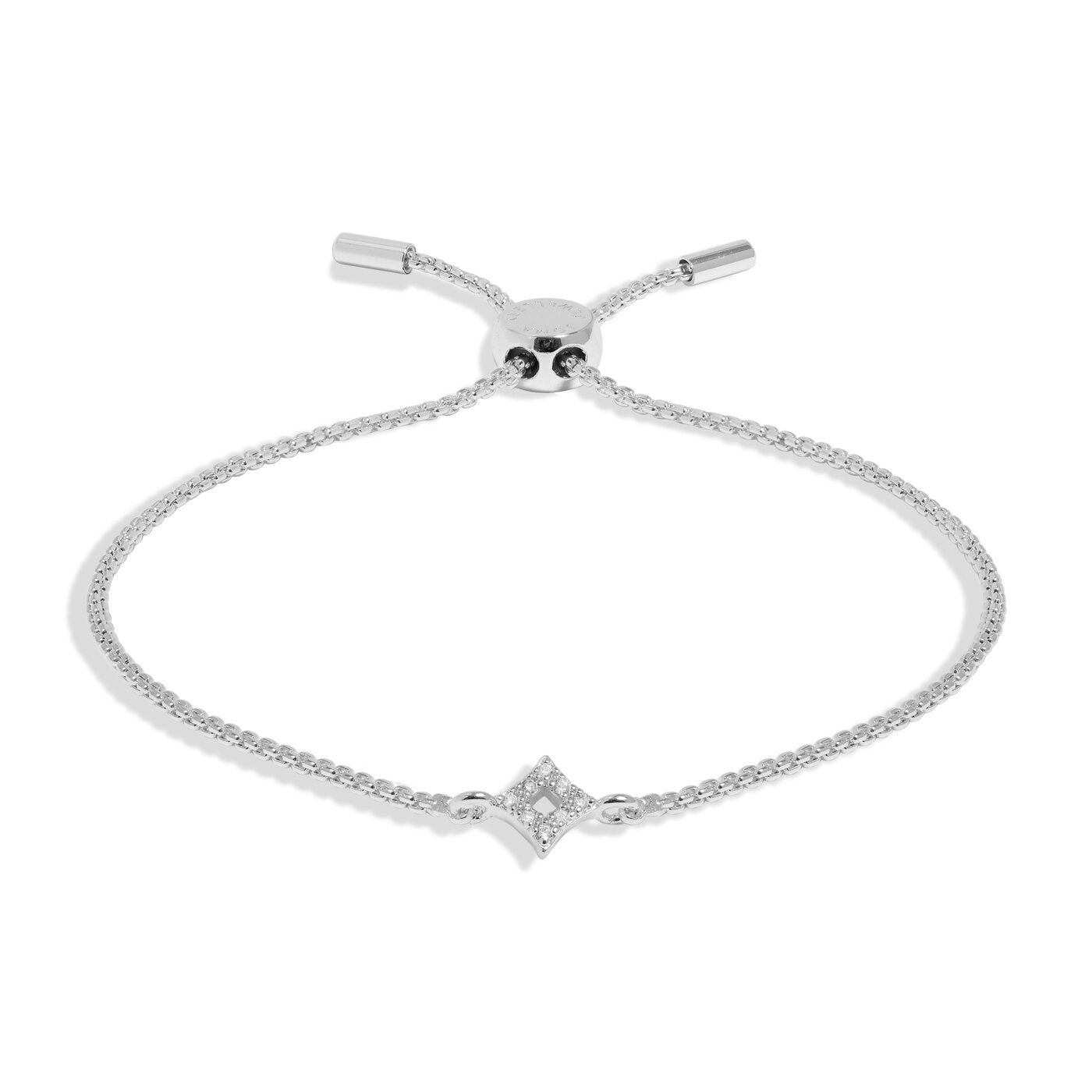 Mini Charms Pavé Diamond Bracelet In Silver Plating