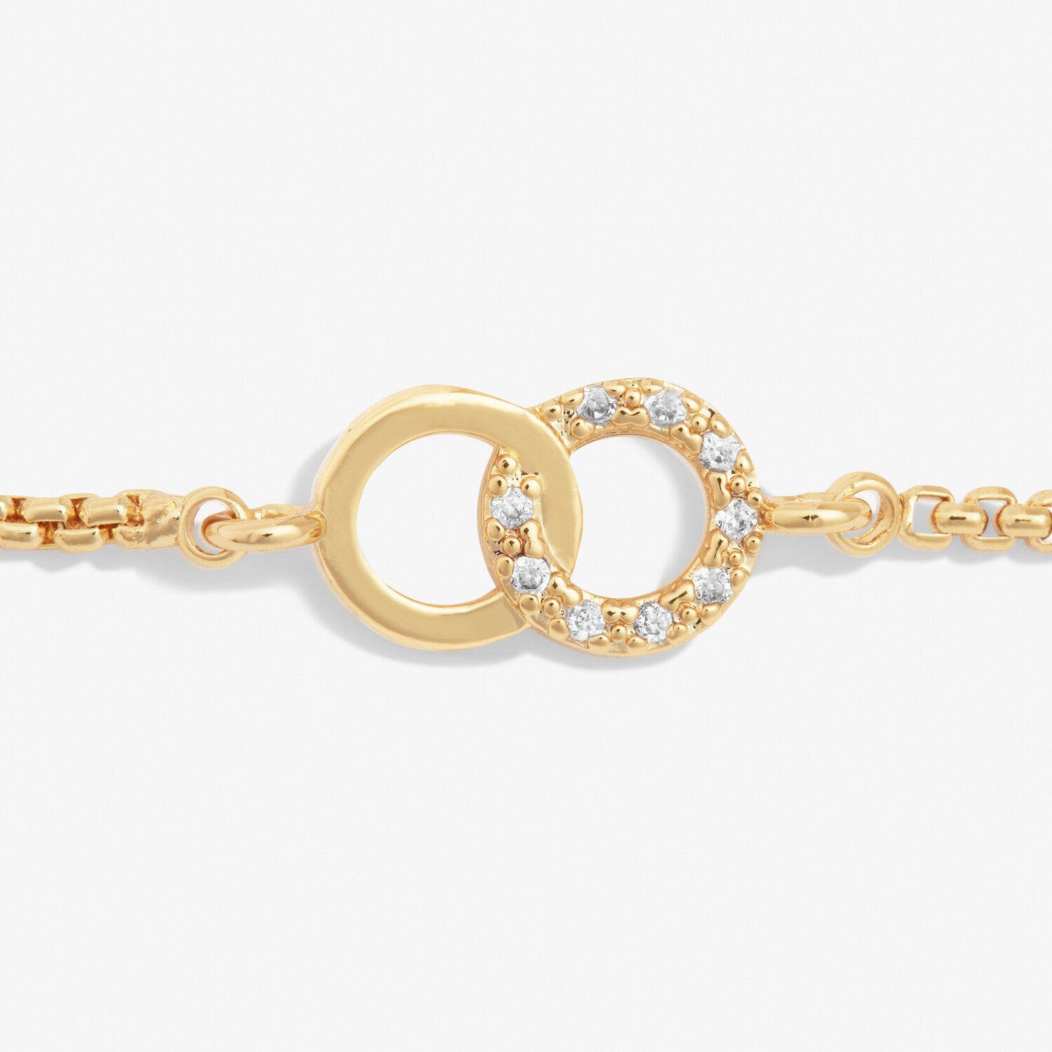 Mini Charms Pavé Linked Circles Bracelet In Gold Plating