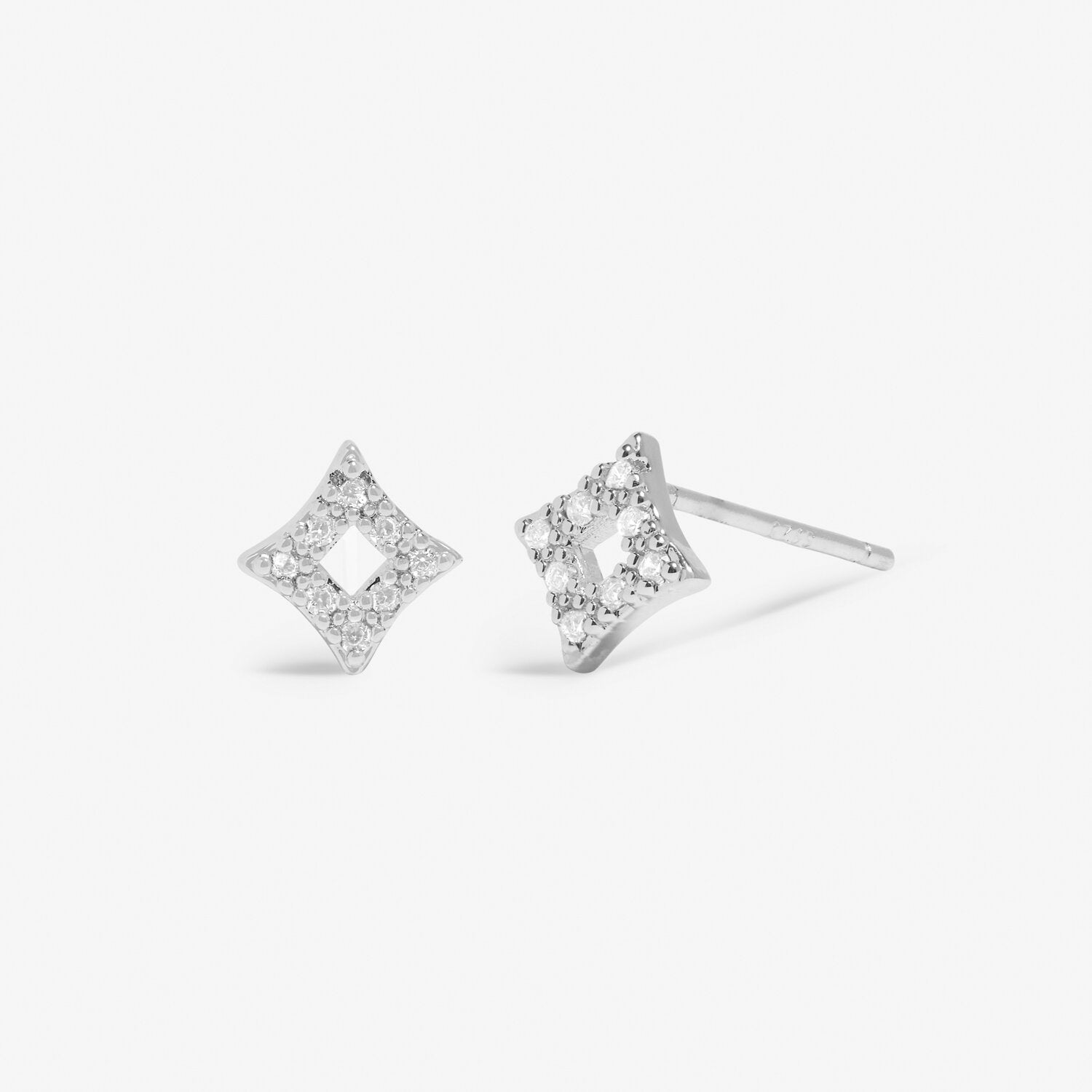 Mini Charms Pavé Diamond Earrings In Silver Plating