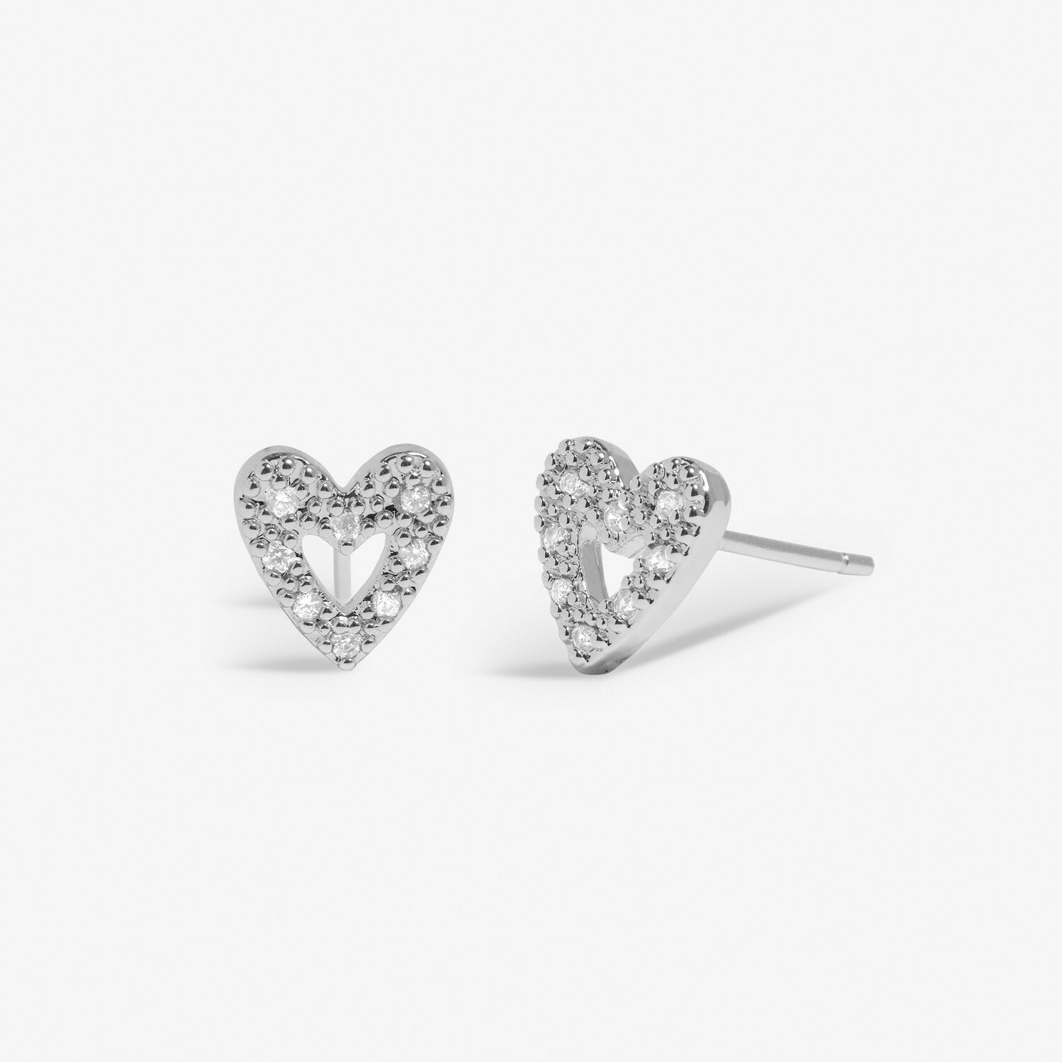 Mini Charms Pavé Offset Heart Earrings In Silver Plating