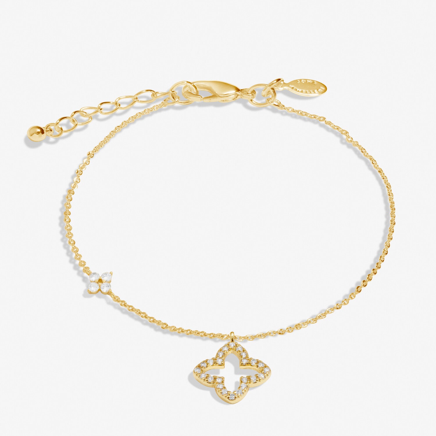 Style Stories Pavé Clover Bracelet In Gold Plating