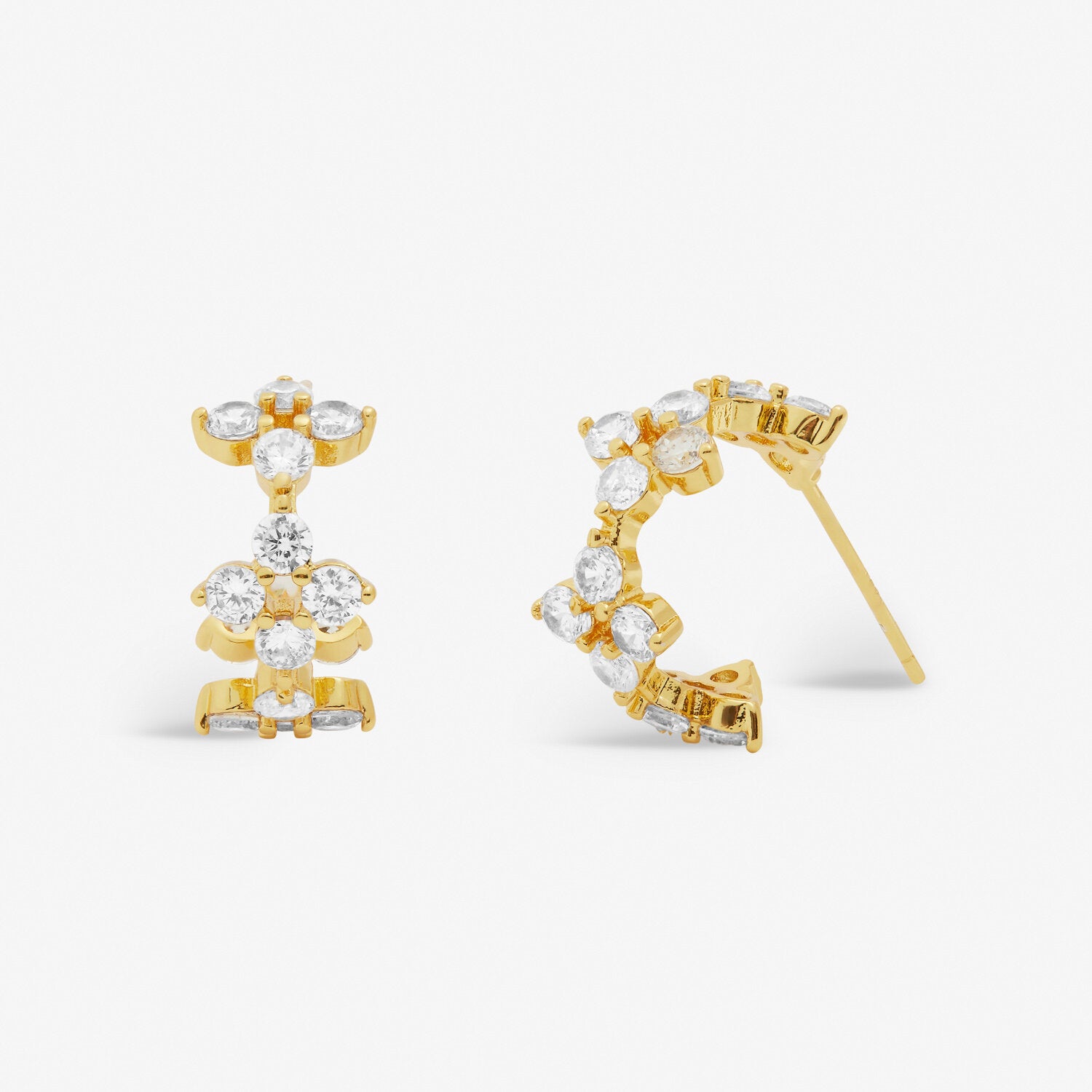 Style Stories Pavé Clover Hoop Earrings In Gold Plating