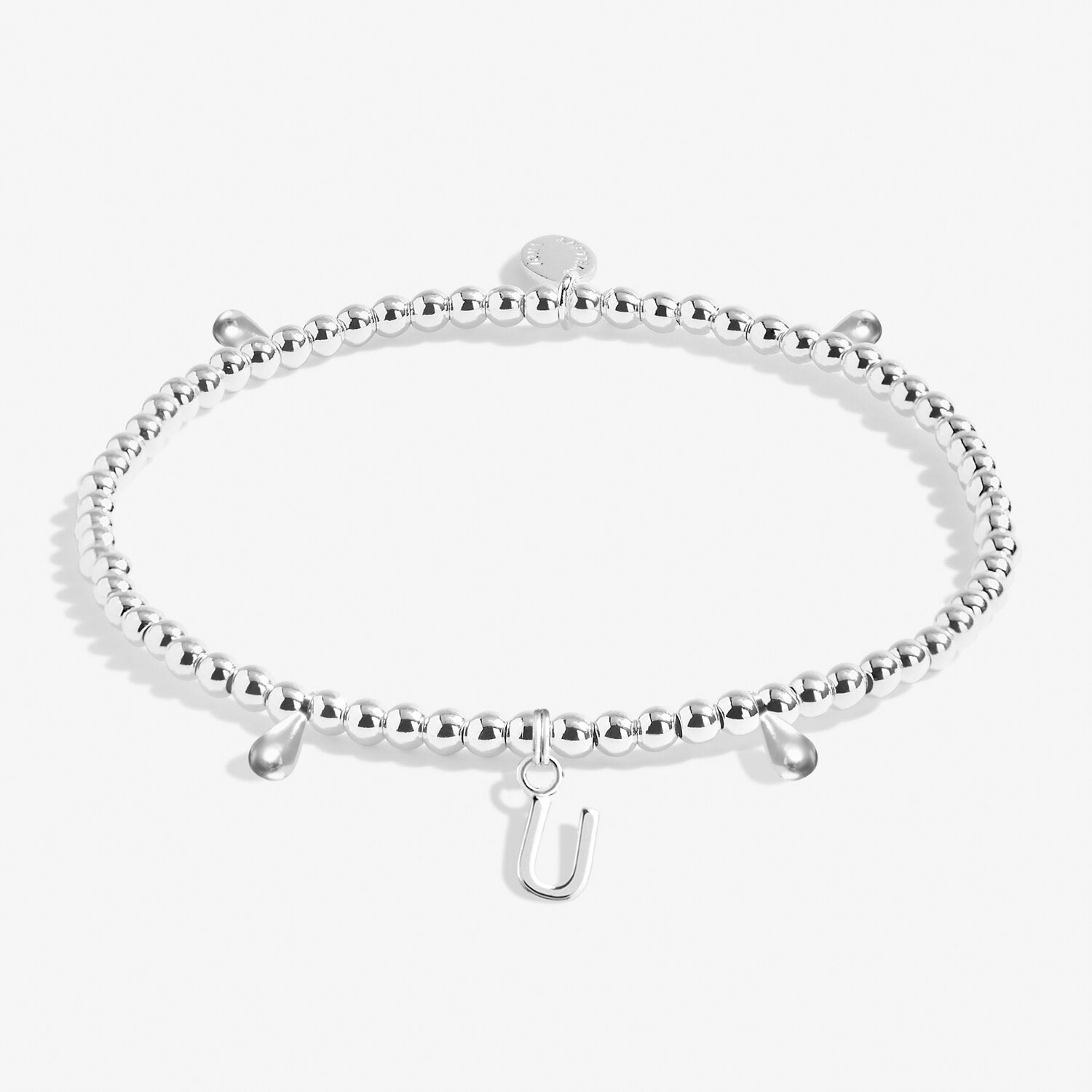 Alphabet A Little 'U' Bracelet In Silver Plating