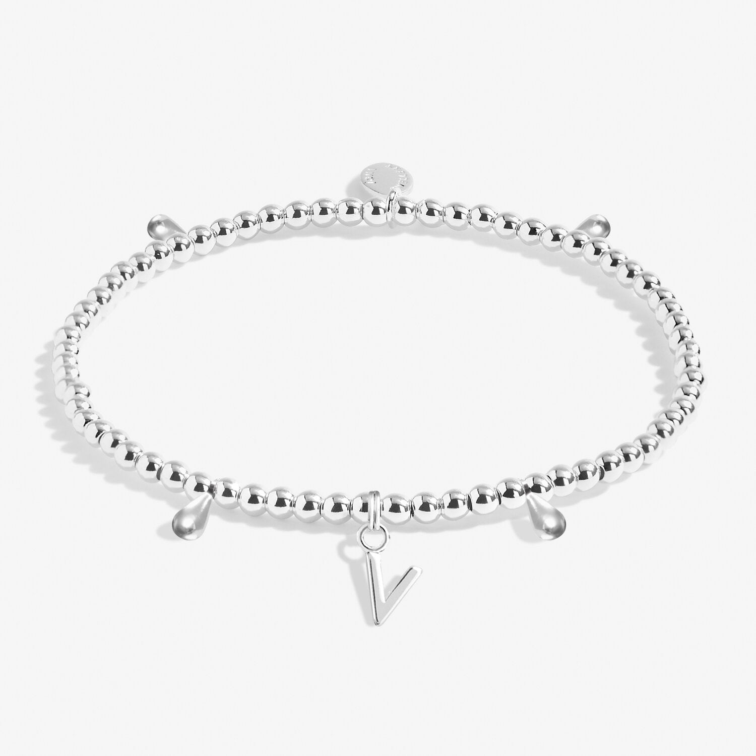 Alphabet A Little 'V' Bracelet In Silver Plating