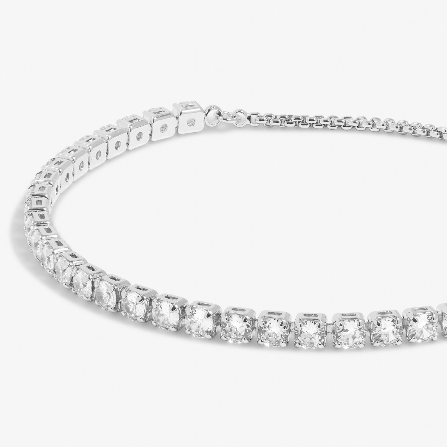 Cubic Zirconia Tennis Bracelet Bar In Silver Plating