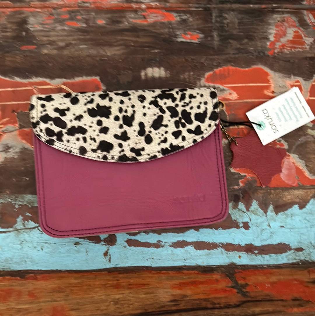 Beth Handbag - Raspberry & Animal Print - Soruka