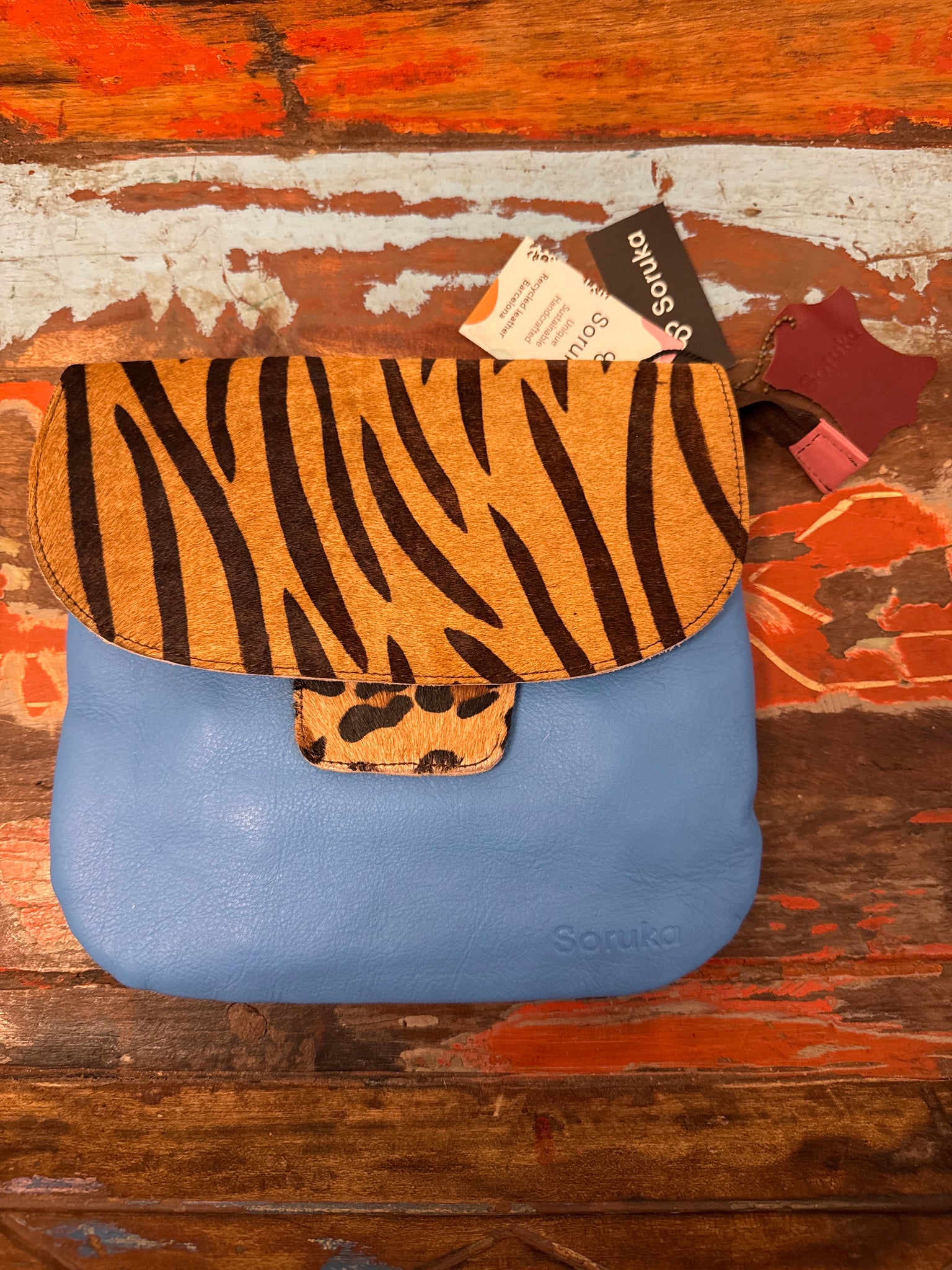 Lucy Crossbody Bag Reversible Tab - Blue - Soruka