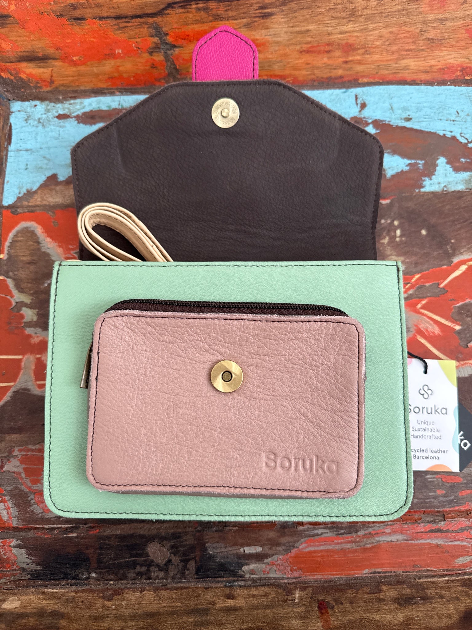 Grace Reversable Loop Bag - Lilac, Green, Red & Animal Print Soruka