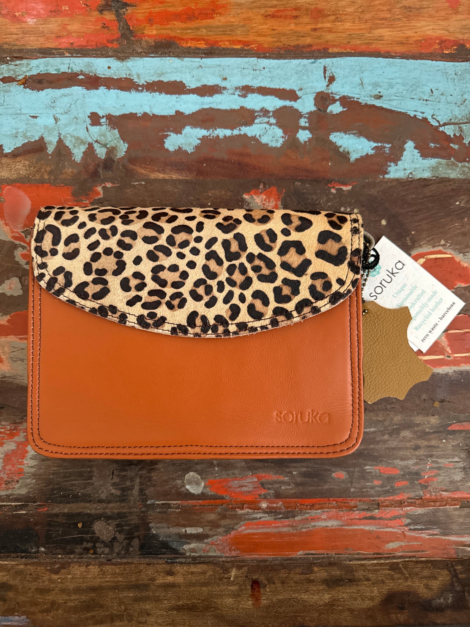 Beth Handbag - Burnt Orange & Animal Print -  Soruka