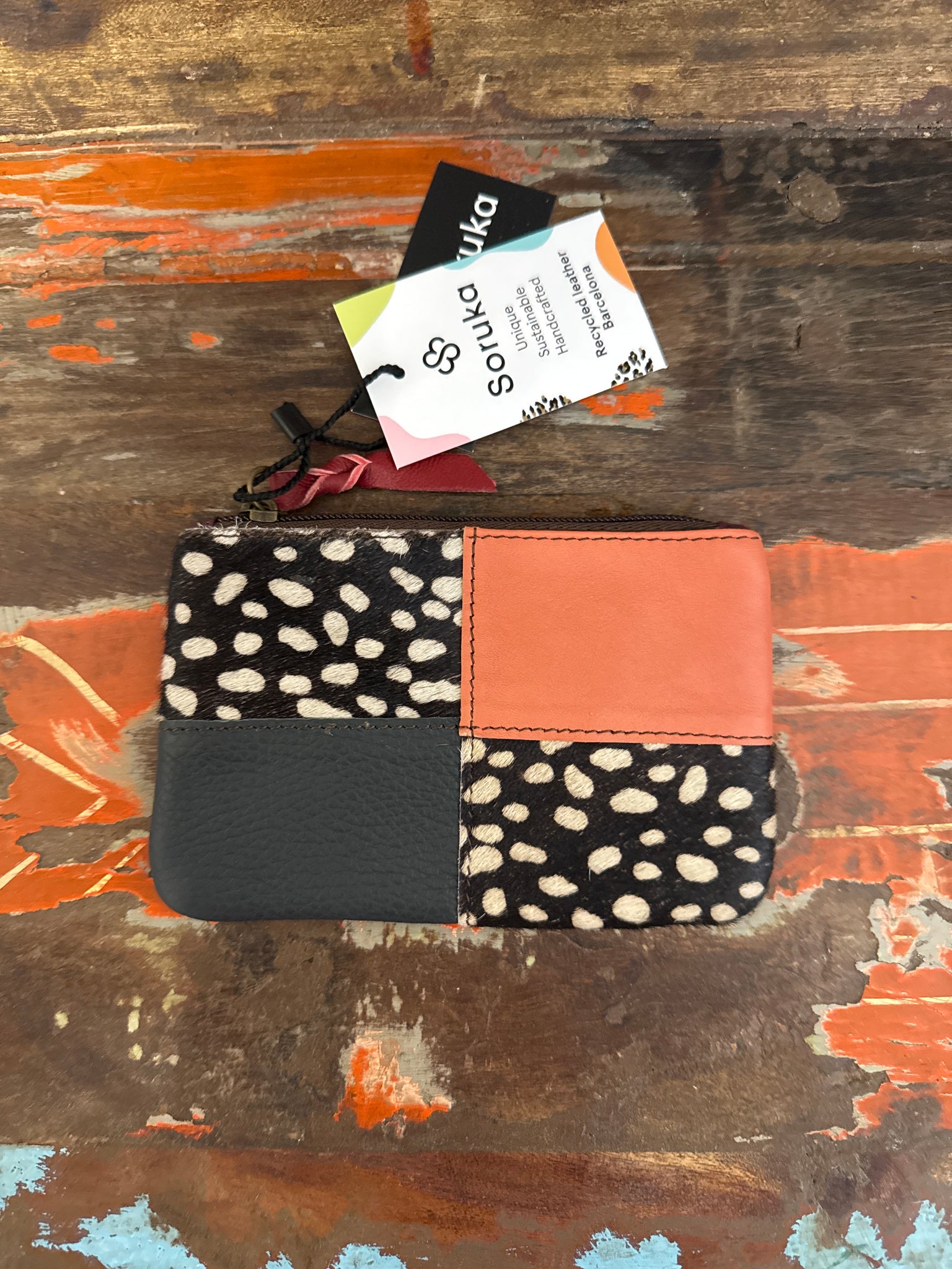 Zahra Coin Purse - Orange & Animal Print - Soruka