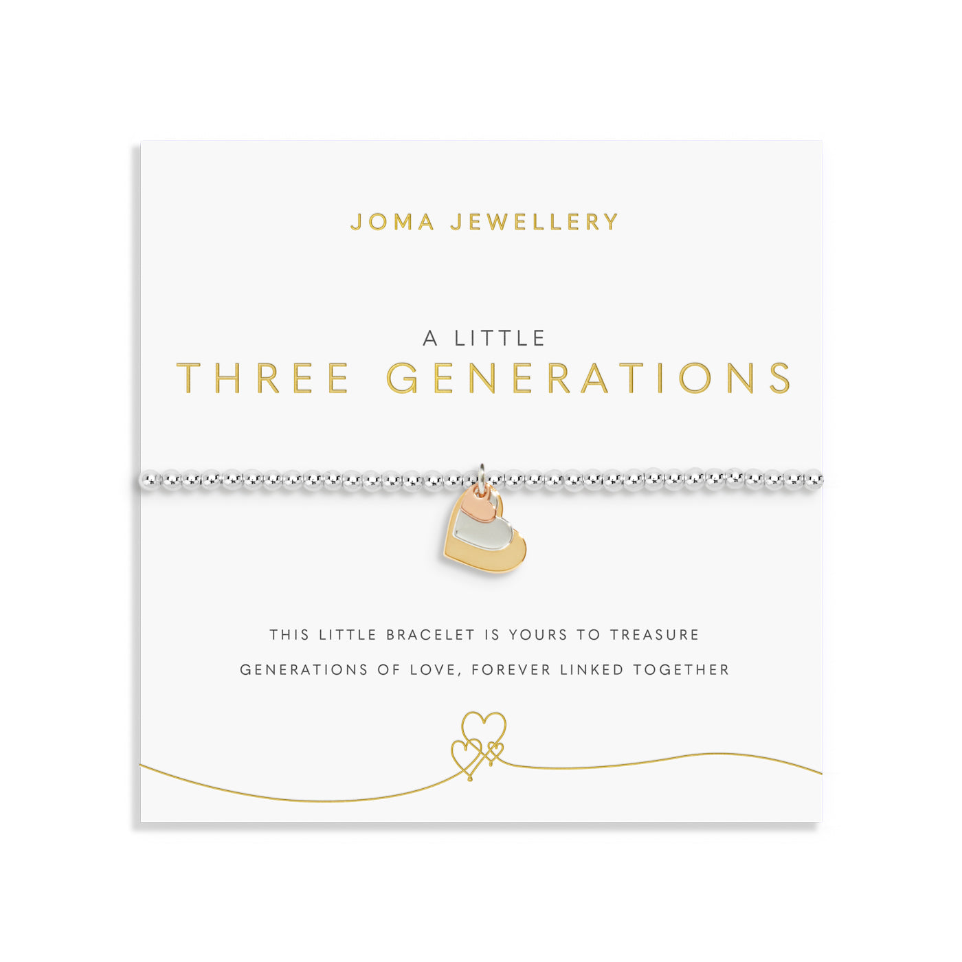 A Little 'Three Generations' Silver, Gold & Rose Gold Plated Bracelet
